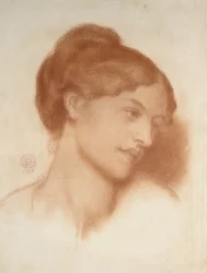 Porträtt av Mrs Murray Marks, 1868 (röd krita på benvitt papper)